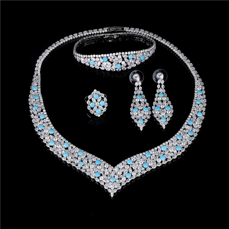 Ice Blue Crystal Bridal Necklace and Earrings Set - Something Blue Wedding Jewelry Ice Blue Crystal Bridal Necklace and Earrings Set - Something Blue Wedding Jewelry