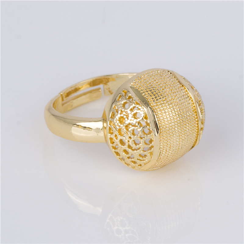 Gold Color Mesh Dome Ring - Hollow Filigree Adjustable Statement Cocktail Ring for Women Gold Color Mesh Dome Ring - Hollow Filigree Adjustable Statement Cocktail Ring for Women