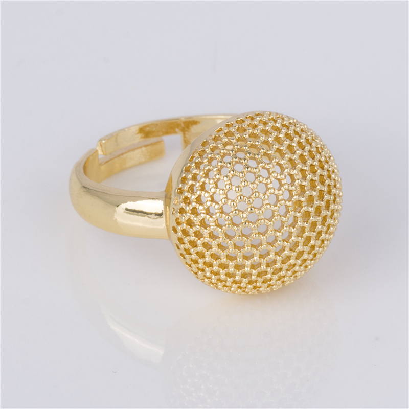 Gold Color Ribbed Dome Ring - Diagonal Stripe Polished Adjustable Statement Ring Gold Color Ribbed Dome Ring - Diagonal Stripe Polished Adjustable Statement Ring