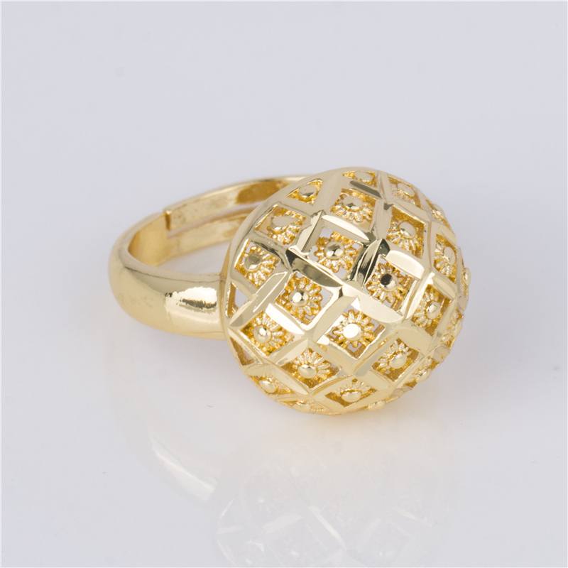 Gold Color Engraved Dome Ring - Geometric Ethnic Pattern Adjustable Ring Gold Color Engraved Dome Ring - Geometric Ethnic Pattern Adjustable Ring