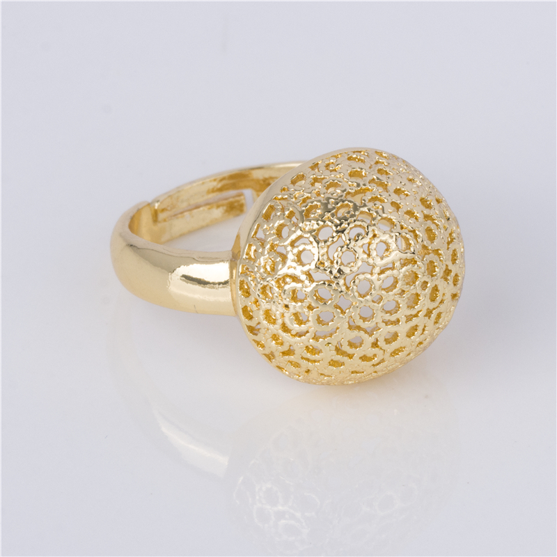 Gold Color Honeycomb Wide Ring - Mesh Statement Dome Adjustable Ring Gold Color Honeycomb Wide Ring - Mesh Statement Dome Adjustable Ring
