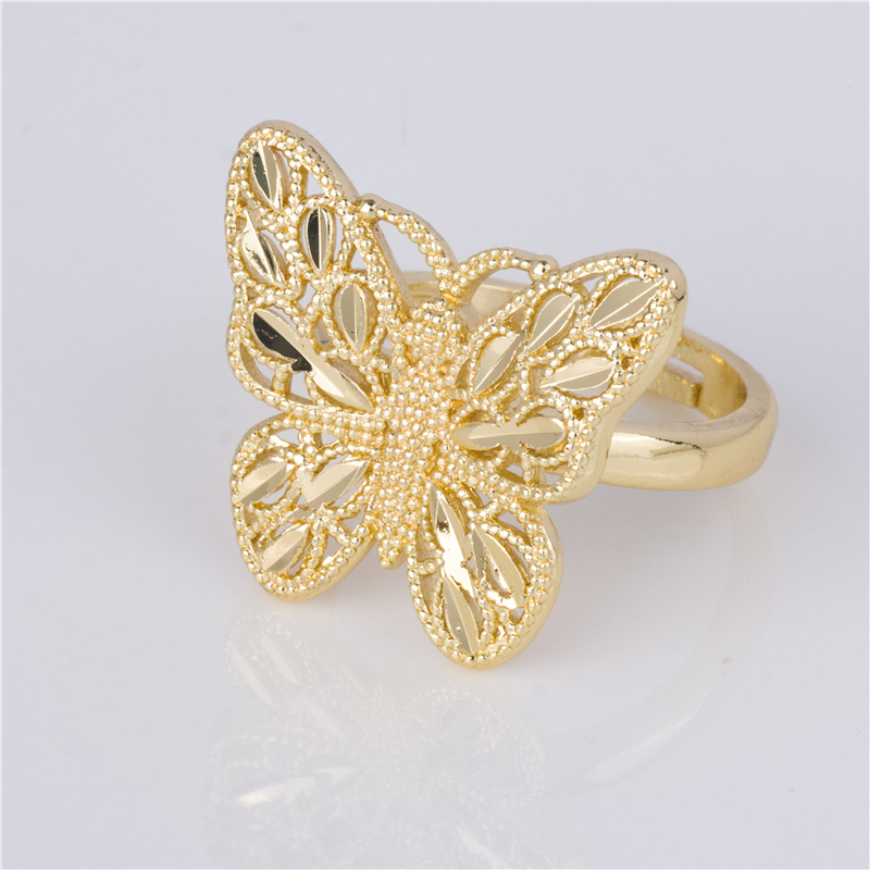 Gold Color Openwork Butterfly Ring - Filigree Wing Adjustable Ring Gold Color Openwork Butterfly Ring - Filigree Wing Adjustable Ring