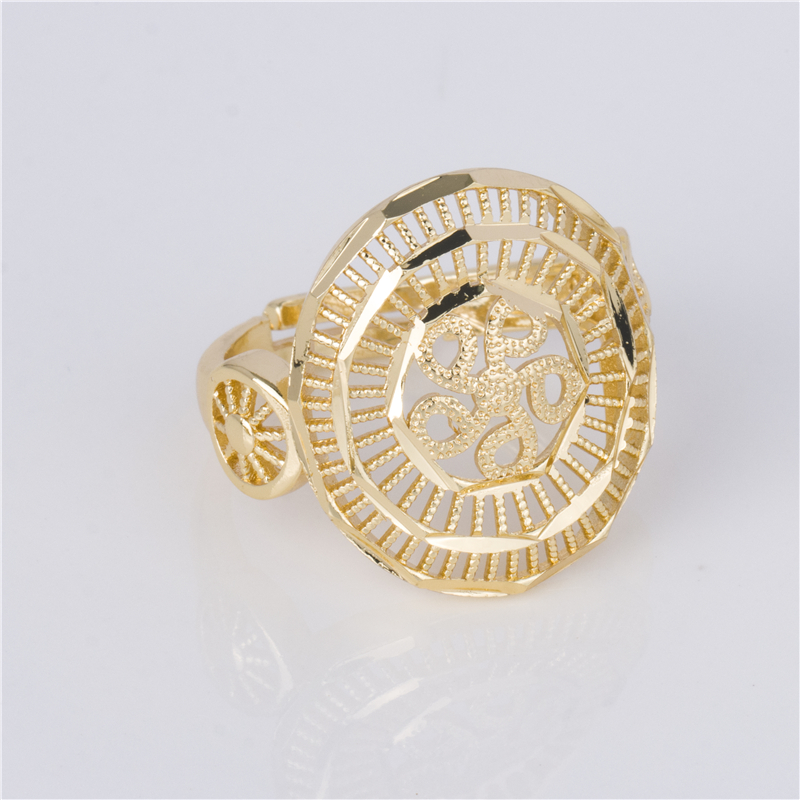 Gold Color Filigree Dome Ring - Flower Center Oval Adjustable Ring Gold Color Filigree Dome Ring - Flower Center Oval Adjustable Ring