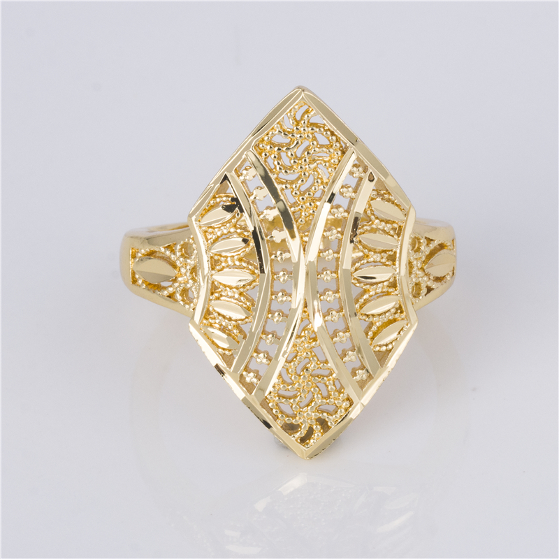 Gold Color Rhombus Ring - Filigree Diamond Shape Adjustable Dome Ring Gold Color Rhombus Ring - Filigree Diamond Shape Adjustable Dome Ring