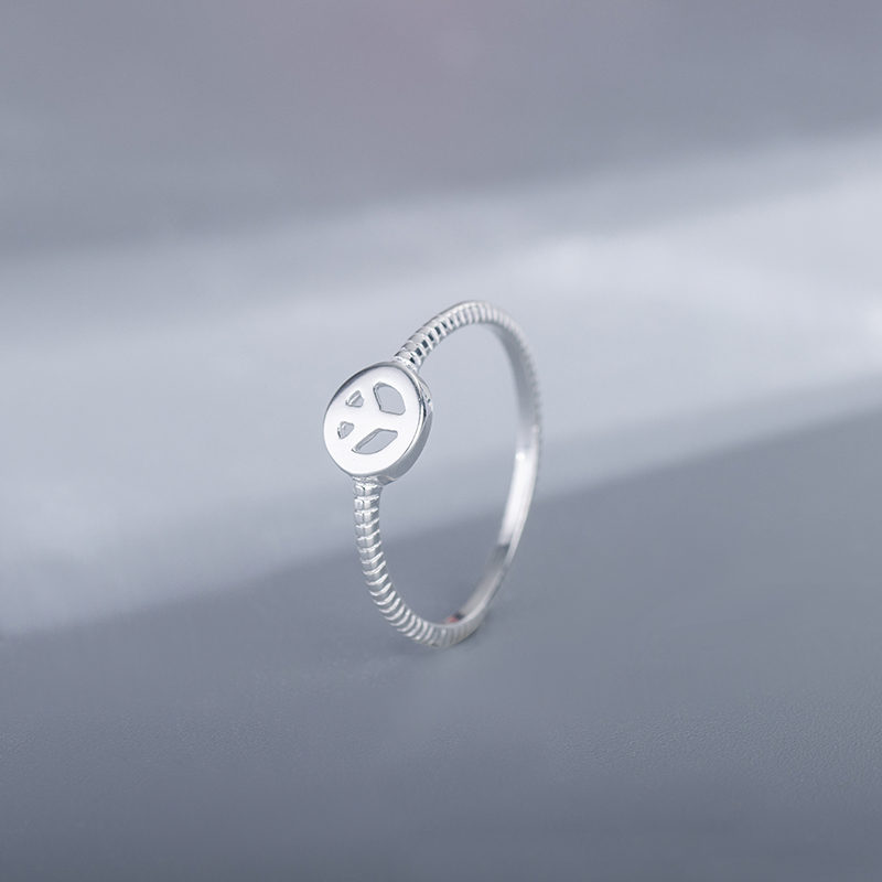 925 Sterling Silver Peace Sign Ring - Twisted Rope Band Stacking Ring for Women, Everyday Fine Jewelry