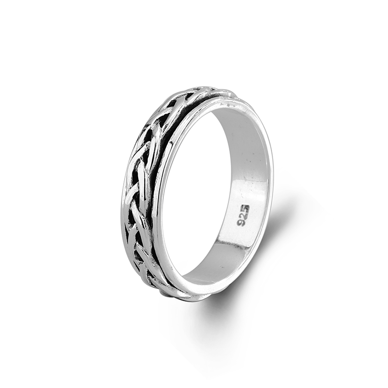925 Sterling Silver Celtic Braid Ring - Wide Woven Knot Band, Boho Statement Jewelry for Women