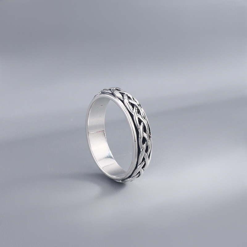 925 Sterling Silver Celtic Braid Ring - Wide Woven Knot Band, Boho Statement Jewelry for Women