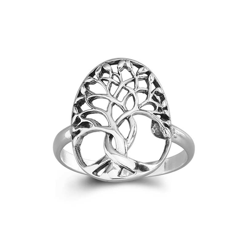 925 Sterling Silver Tree of Life Ring - Family Tree Statement Band, Nature-Inspired Gift Jewelry for Women