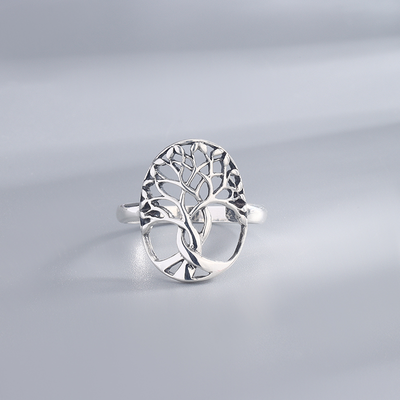 925 Sterling Silver Tree of Life Ring - Family Tree Statement Band, Nature-Inspired Gift Jewelry for Women