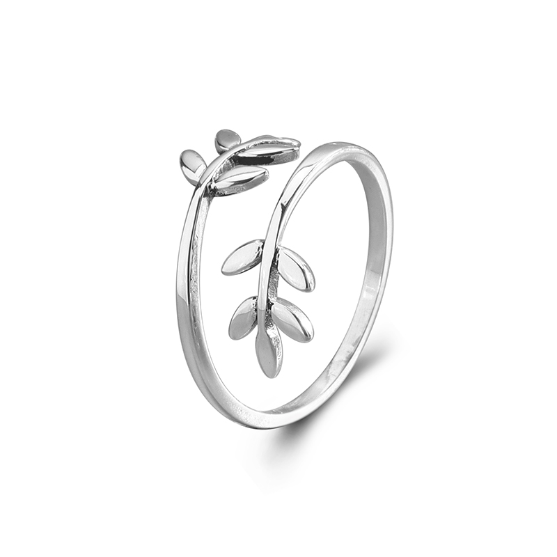 925 Sterling Silver Olive Leaf Ring - Wrap-Around Wreath Band, Botanical Nature Jewelry Gift for Women