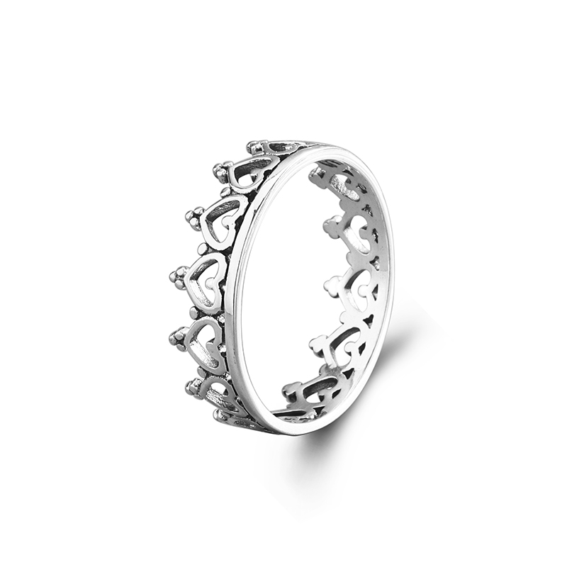925 Sterling Silver Beaded Crown Ring - Dotted Spike Princess Band, Fairytale Jewelry Gift for Women