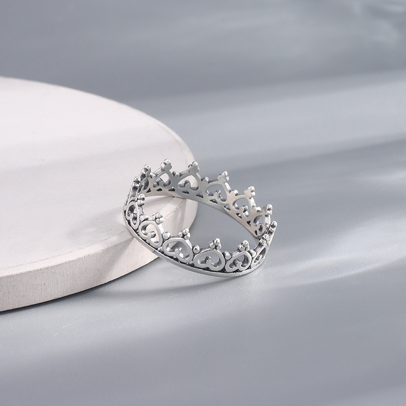 925 Sterling Silver Beaded Crown Ring - Dotted Spike Princess Band, Fairytale Jewelry Gift for Women