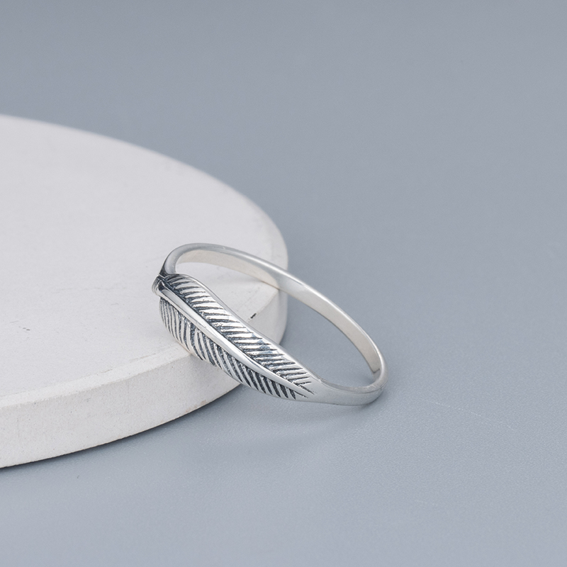 925 Sterling Silver Feather Ring - Wrap-Around Plume Band, Boho Nature Jewelry Gift for Women