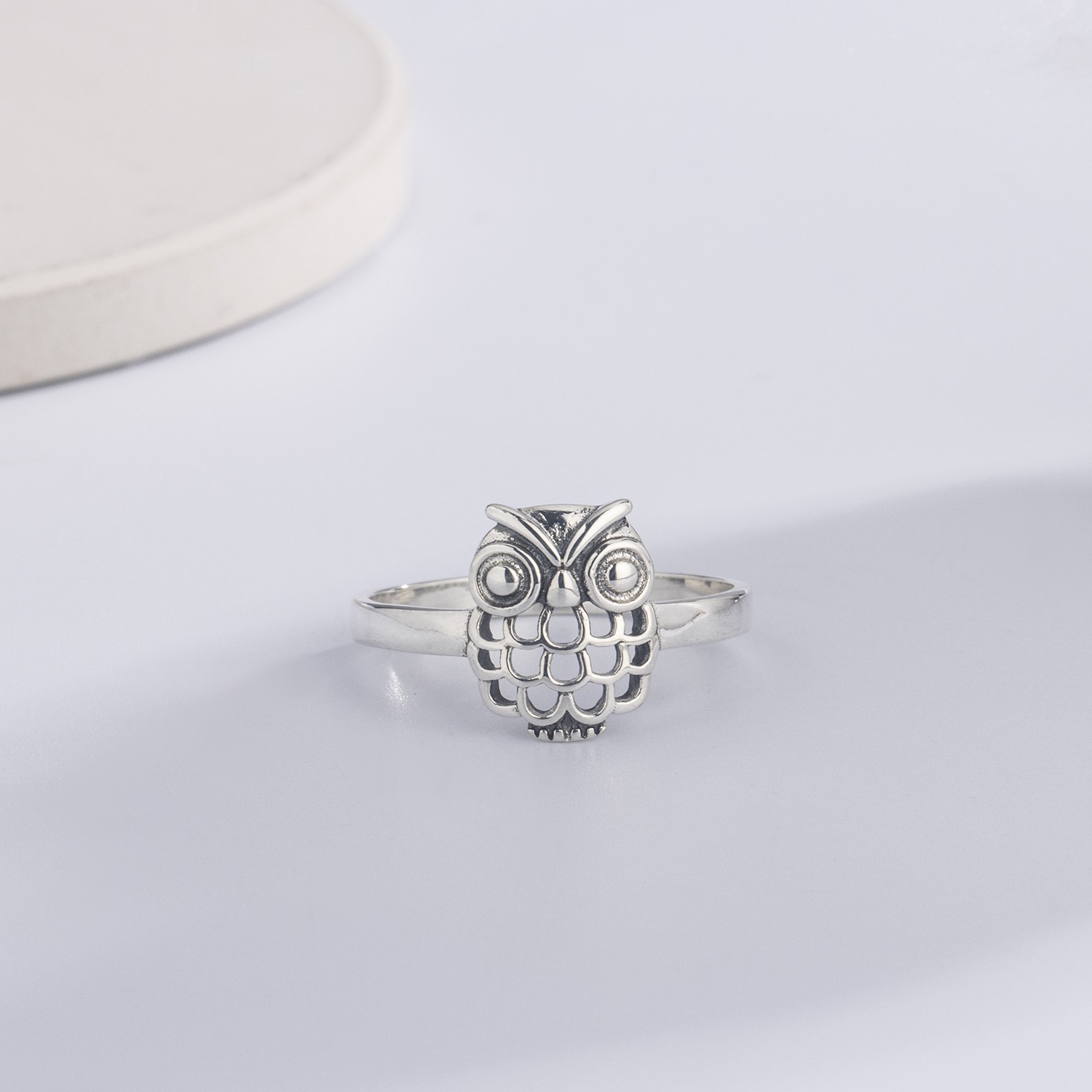925 Sterling Silver Owl Ring - Cute Bird Statement Ring, Animal Lover Jewelry Gift for Women