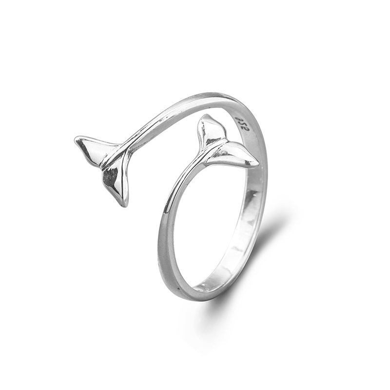 925 Sterling Silver Mermaid Tail Ring - Open Adjustable Ocean Band, Beach Summer Jewelry for Women 925 Sterling Silver Mermaid Tail Ring - Open Adjustable Ocean Band, Beach Summer Jewelry for Women