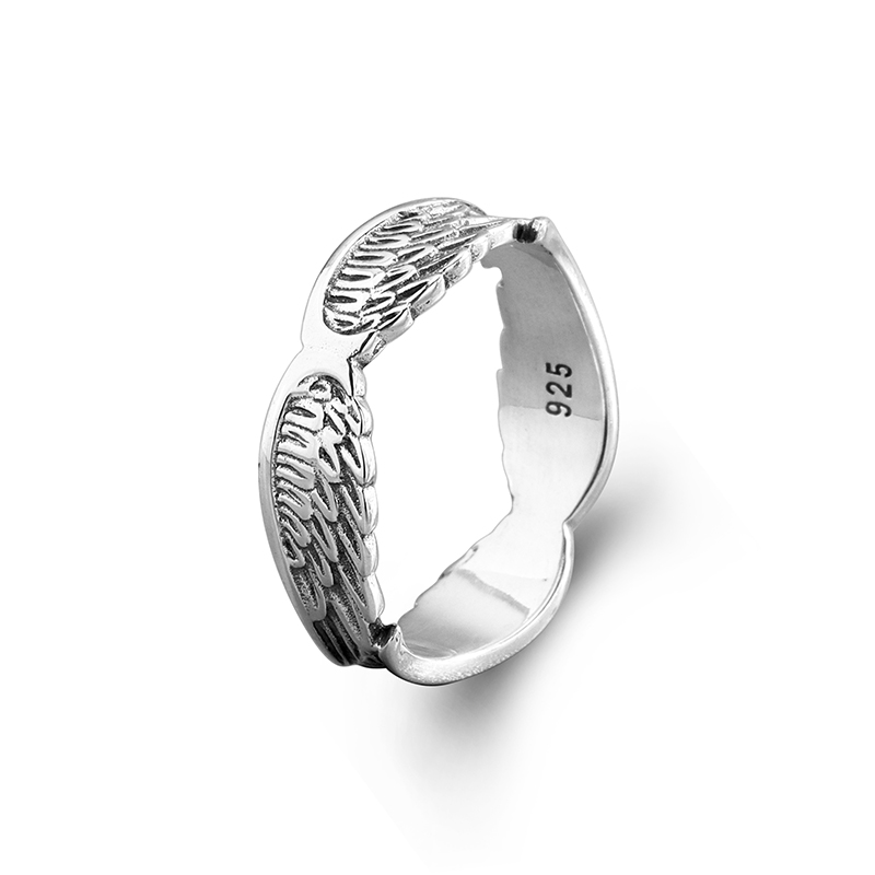 925 Sterling Silver Wide Band Ring - Feather Textured Boho Statement Ring for Women 925 Sterling Silver Wide Band Ring - Feather Textured Boho Statement Ring for Women