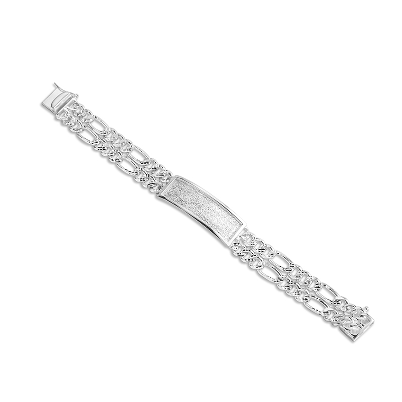 Men's 925 Sterling Silver ID Bracelet - Figaro Chain with Engravable Plate, Classic Jewelry Gift for Him Men's 925 Sterling Silver ID Bracelet - Figaro Chain with Engravable Plate, Classic Jewelry Gift for Him