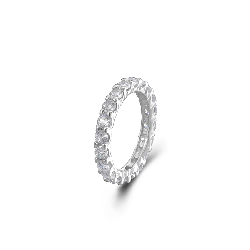 925 Sterling Silver Eternity Ring - Full Cubic Zirconia Band, Sparkling Stackable Wedding Jewelry for Women 925 Sterling Silver Eternity Ring - Full Cubic Zirconia Band, Sparkling Stackable Wedding Jewelry for Women
