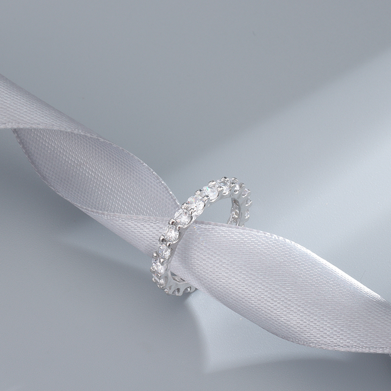 925 Sterling Silver Eternity Ring - Full Cubic Zirconia Band, Sparkling Stackable Wedding Jewelry for Women
