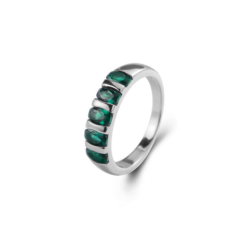 925 Sterling Silver Green Stone Ring - Princess Cut Channel Band, May Birthstone Jewelry for Women 925 Sterling Silver Green Stone Ring - Princess Cut Channel Band, May Birthstone Jewelry for Women