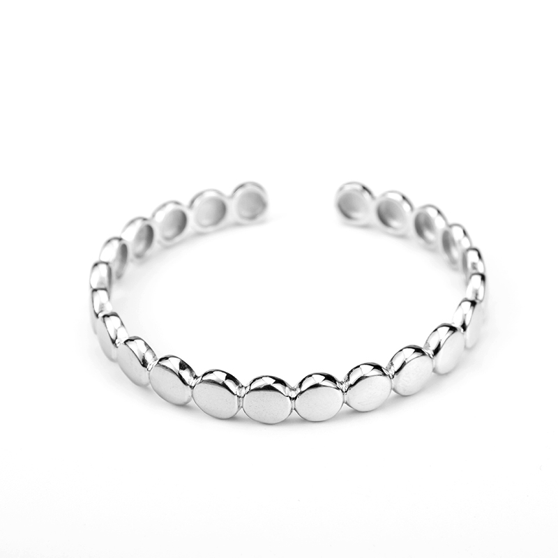925 Sterling Silver Bead Bangle - Open Ball Cuff Bracelet, Dainty Stackable Jewelry Gift for Women