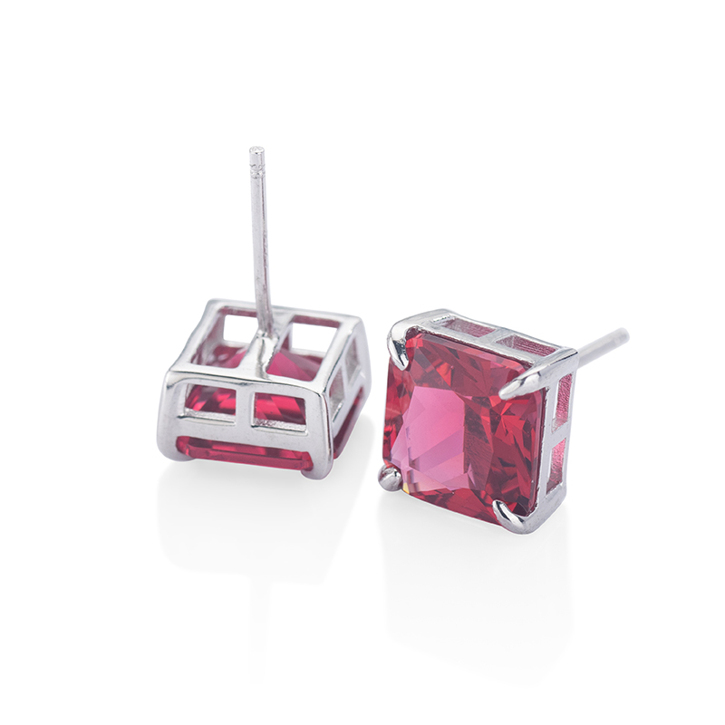 Princess Cut CZ Stud Earrings - 925 Sterling Silver Square Studs in Multiple Colors, Everyday & Wedding Jewelry for Women Princess Cut CZ Stud Earrings - 925 Sterling Silver Square Studs in Multiple Colors, Everyday & Wedding Jewelry for Women