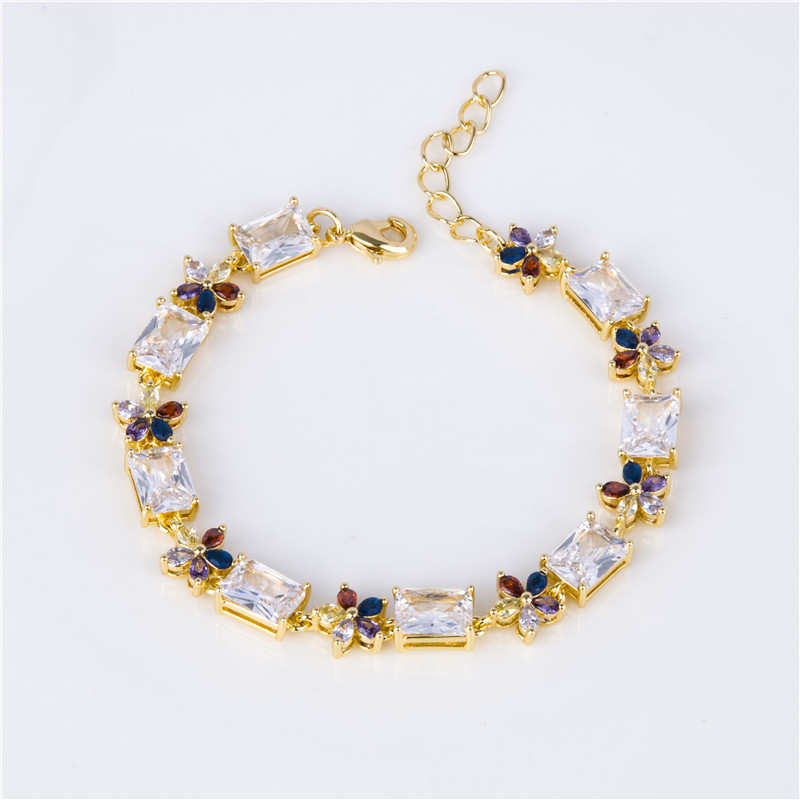 Gold-Plated Pearl & Blue Crystal Bracelet - Ivory Pearls with Sapphire Accents, Classic Jewelry for Women
