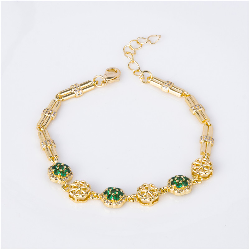 Gold-Plated Baguette Crystal Bracelet - Multicolor Emerald-Cut Stones, Art Deco Jewelry for Women Gold-Plated Baguette Crystal Bracelet - Multicolor Emerald-Cut Stones, Art Deco Jewelry for Women