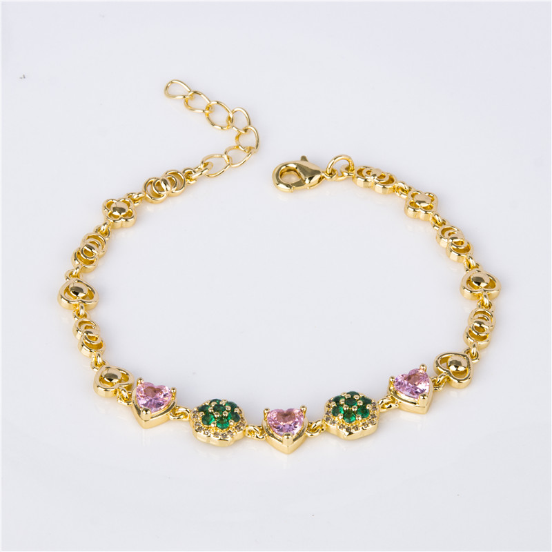 Gold-Plated Baguette Crystal Bracelet - Multicolor Emerald-Cut Stones, Art Deco Jewelry for Women