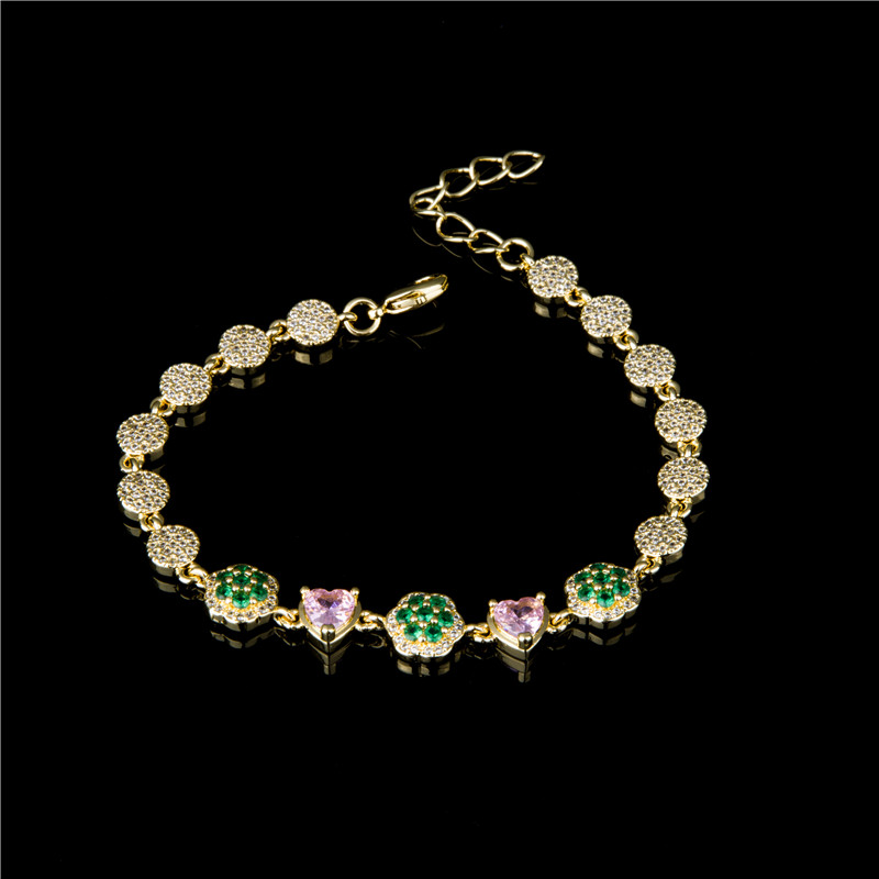 Gold-Plated Baguette Crystal Bracelet - Multicolor Emerald-Cut Stones, Art Deco Jewelry for Women