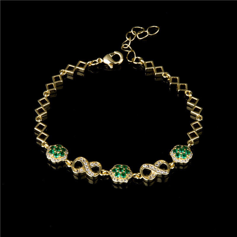 Gold-Plated Baguette Crystal Bracelet - Multicolor Emerald-Cut Stones, Art Deco Jewelry for Women