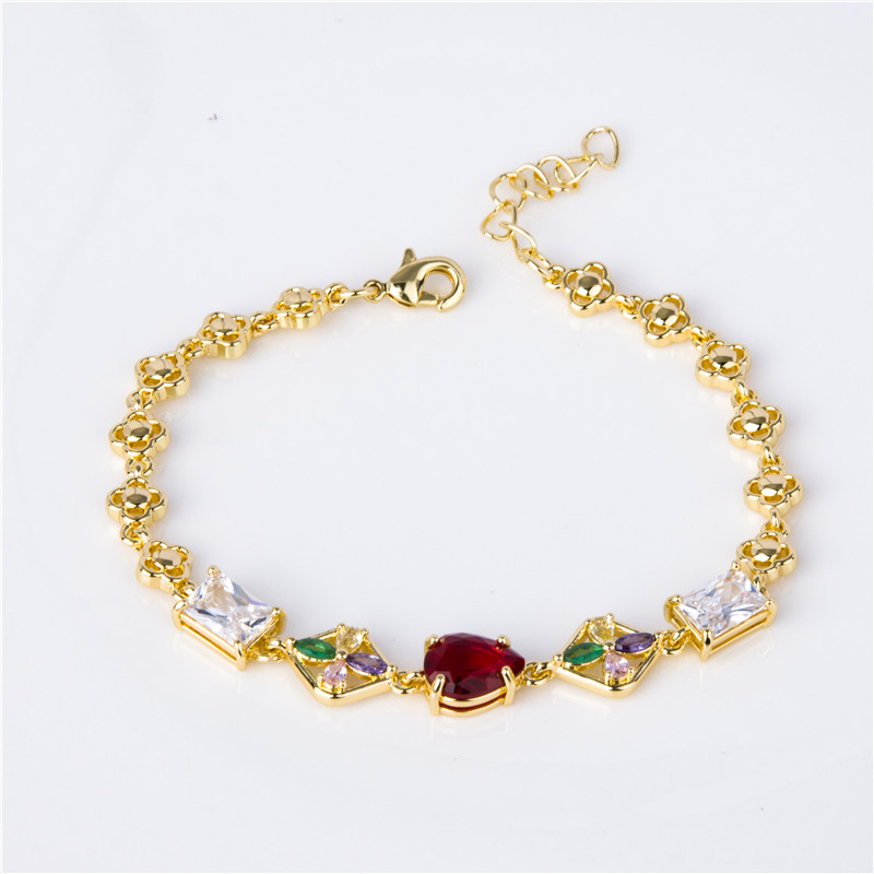 Gold-Plated Bead & Crystal Bracelet - Pastel Round Stones on Beaded Chain, Daily Sparkle for Women