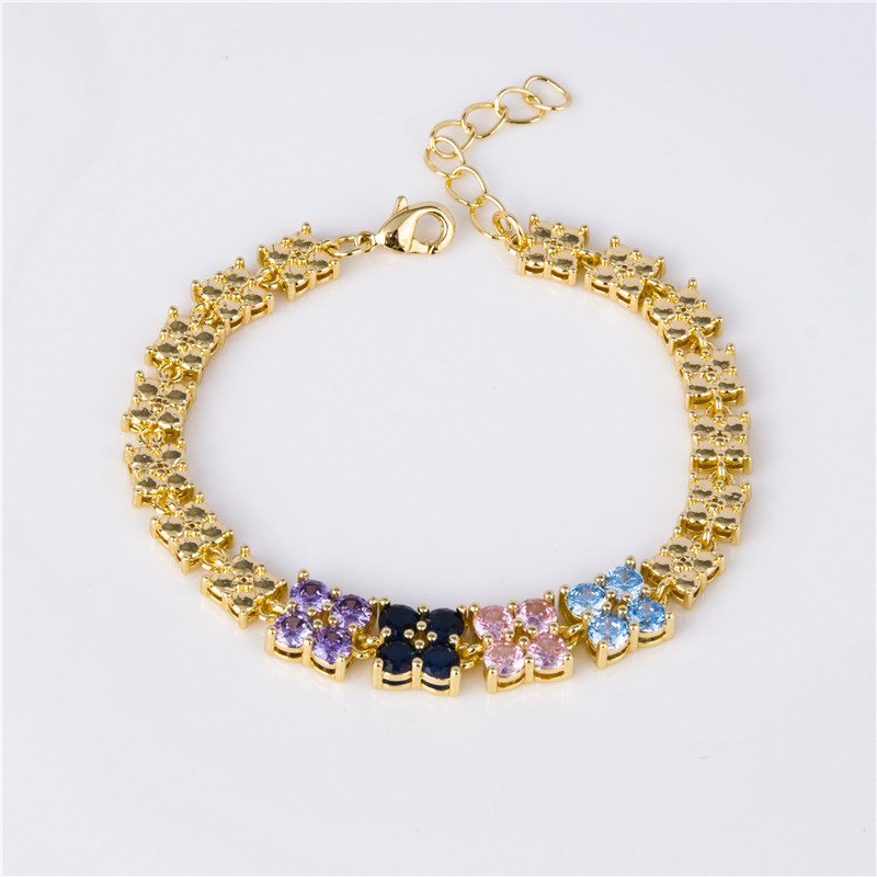 Gold-Plated Rainbow Baguette Bracelet - Curved Bar of Colorful Crystals, Colorful Statement for Women Gold-Plated Rainbow Baguette Bracelet - Curved Bar of Colorful Crystals, Colorful Statement for Women