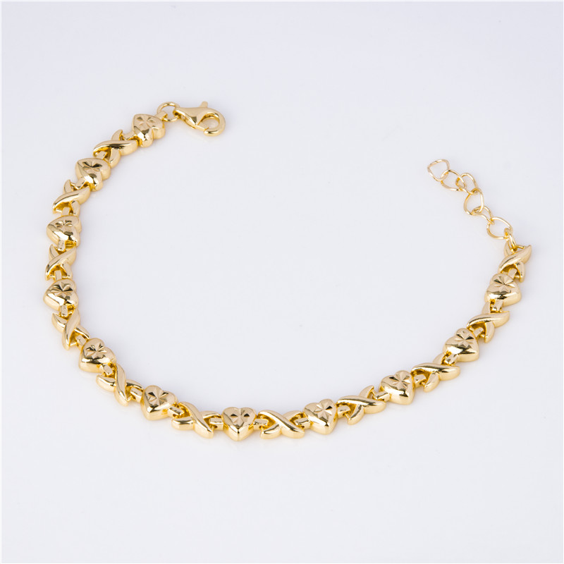Gold-Plated XOXO Chain Bracelet - Textured Hugs & Kisses Links, Chic Everyday Jewelry for Women