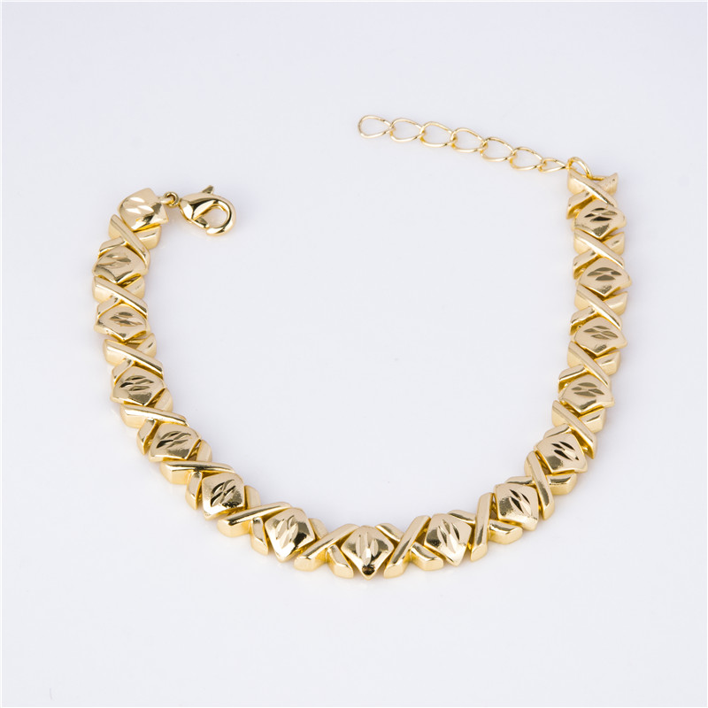 Gold-Plated XOXO Chain Bracelet - Textured Hugs & Kisses Links, Chic Everyday Jewelry for Women