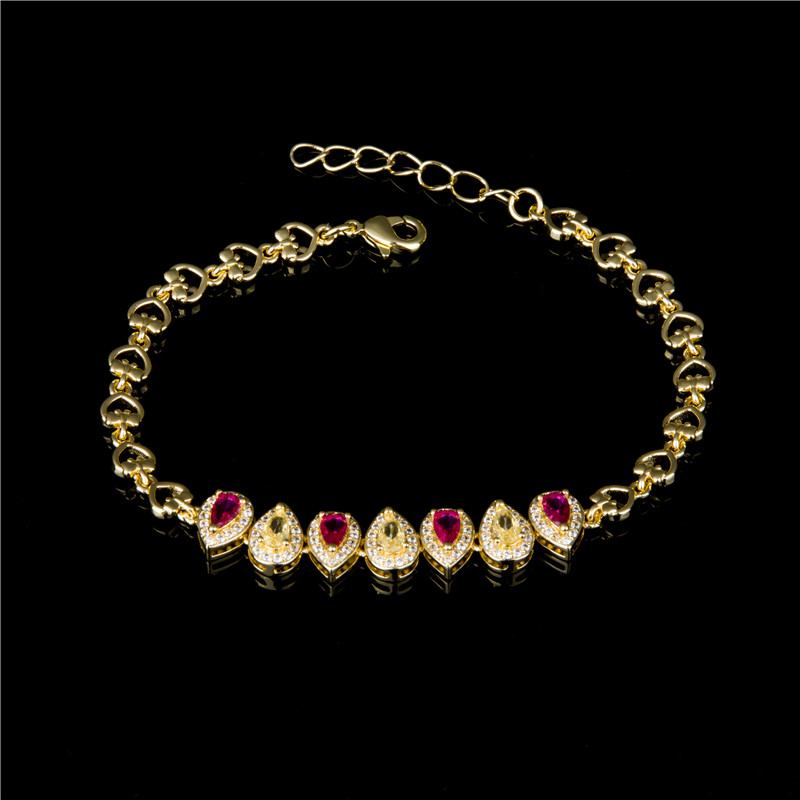 Gold-Plated Rainbow Marquise Bracelet - Colorful Stones with Star Charms, Playful Jewelry for Women
