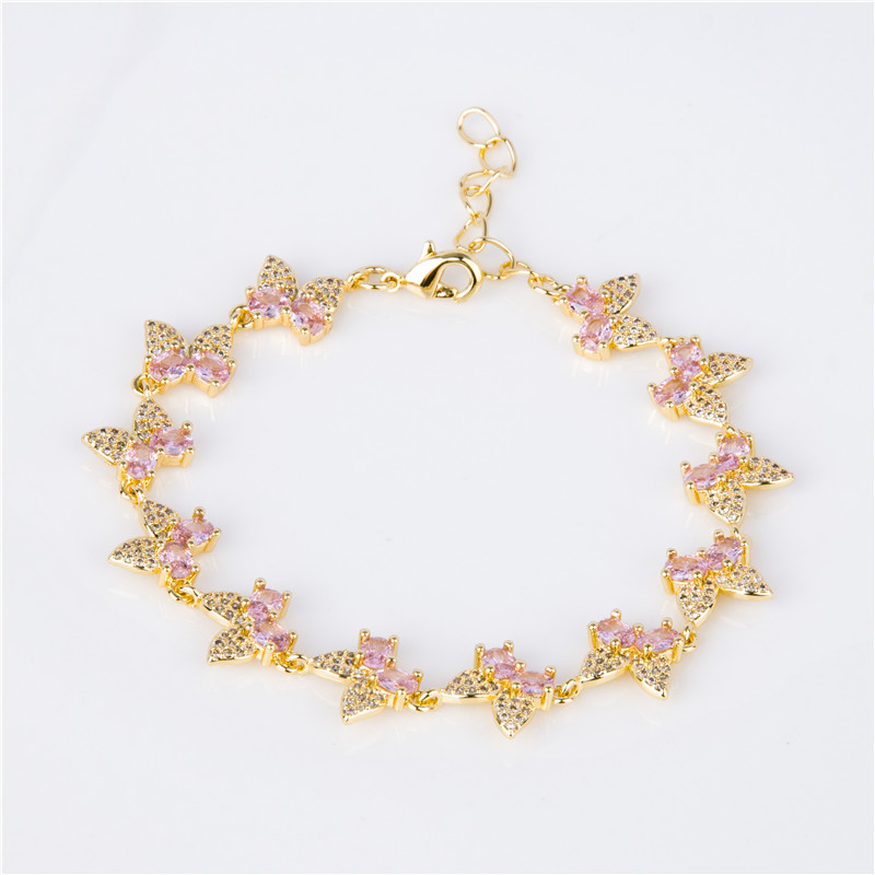 Gold-Plated Ball Bead Bracelet - Polished Bead Chain with Crystal Stations, Smooth Classic for Women