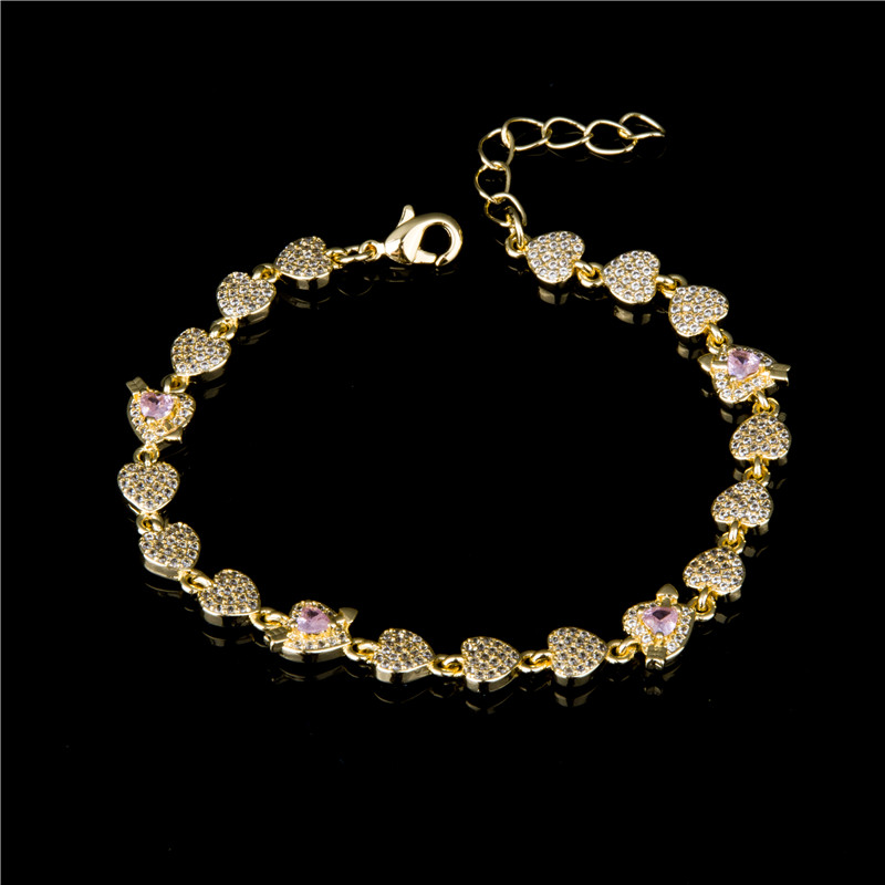 Gold-Plated Ball Bead Bracelet - Polished Bead Chain with Crystal Stations, Smooth Classic for Women