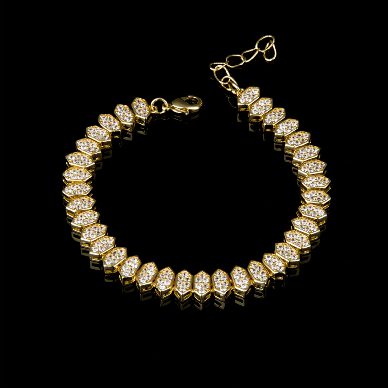 Gold-Plated Ball Bead Bracelet - Polished Bead Chain with Crystal Stations, Smooth Classic for Women
