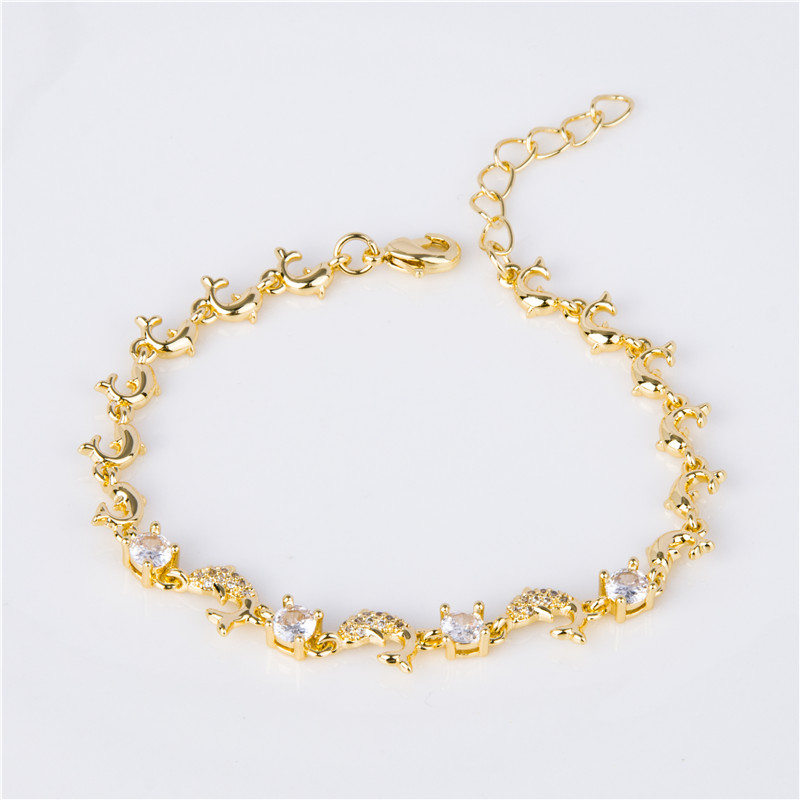 Gold-Plated Clear Crystal Bracelet - XOXO Chain with White Stones, Clean Sparkle for Women