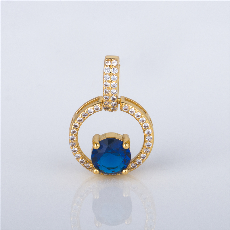 Gold-Plated Circle Pendant Necklace - Round Stone in Open Pavé Halo, Modern Minimalist Jewelry Gold-Plated Circle Pendant Necklace - Round Stone in Open Pavé Halo, Modern Minimalist Jewelry