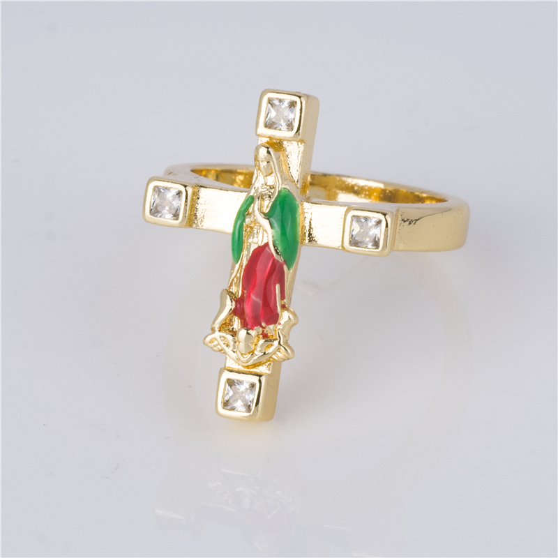 Gold-Plated Virgin Mary Ring - Religious Medal Style Band, Catholic Faith Jewelry for Women Gold-Plated Virgin Mary Ring - Religious Medal Style Band, Catholic Faith Jewelry for Women