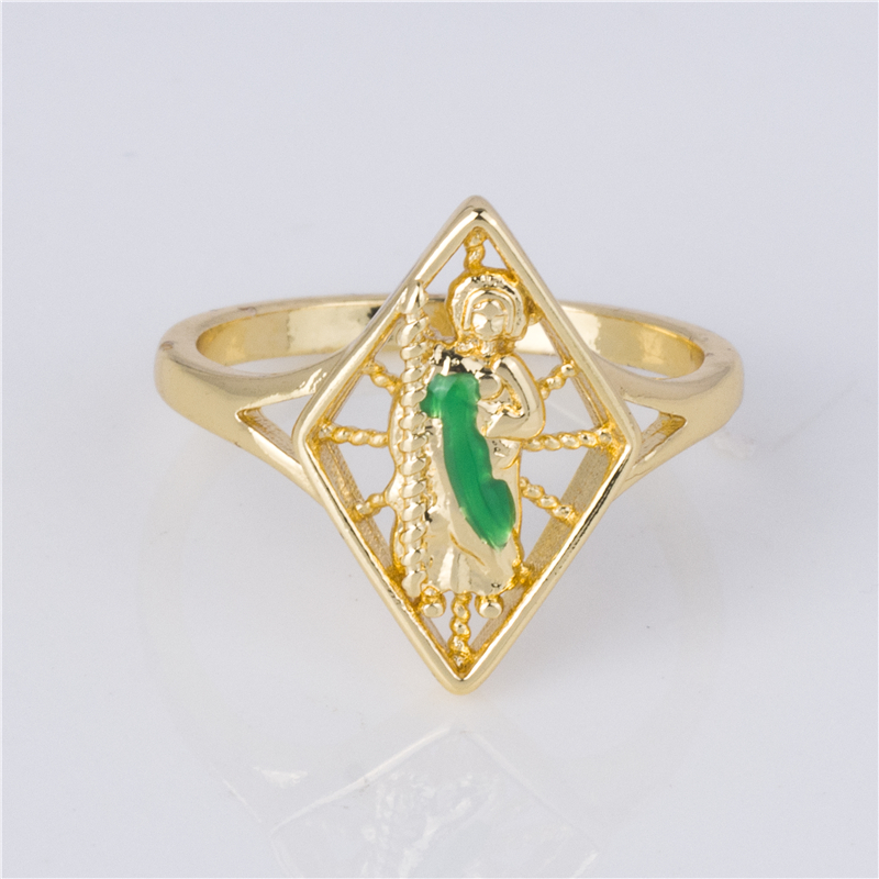 Gold-Plated Virgin Mary Ring - Religious Medal Style Band, Catholic Faith Jewelry for Women