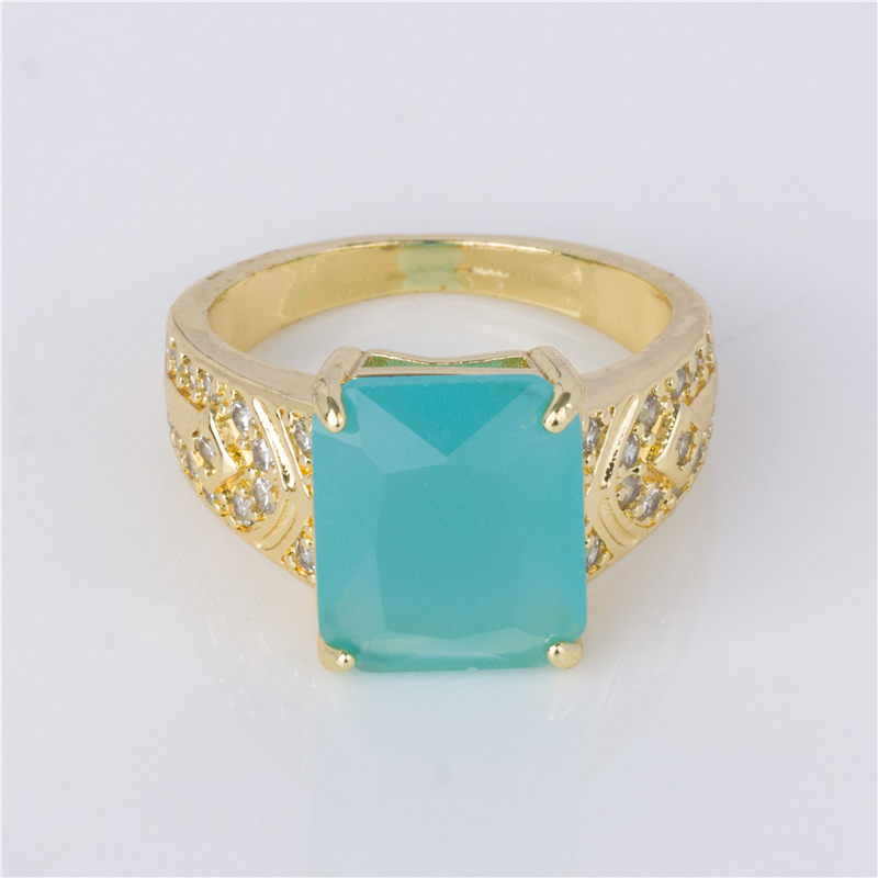 Gold-Plated Turquoise Statement Ring - Rectangle Blue Stone, Bold Western Style Jewelry for Women Gold-Plated Turquoise Statement Ring - Rectangle Blue Stone, Bold Western Style Jewelry for Women