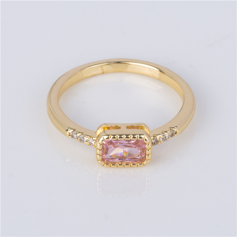 Gold-Plated Pink Oval Ring - Rose Stone with Pavé Halo, Sweet Glamour Jewelry for Women Gold-Plated Pink Oval Ring - Rose Stone with Pavé Halo, Sweet Glamour Jewelry for Women