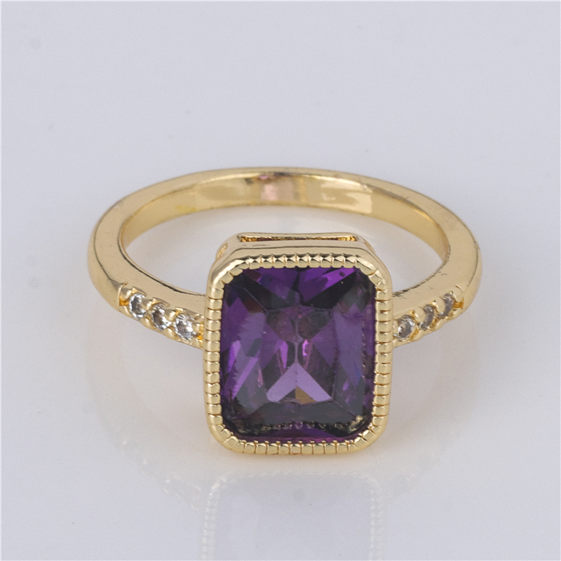 Gold-Plated Purple Vintage Ring - Deep Violet Stone with Milgrain Frame, Antique Style Jewelry Gold-Plated Purple Vintage Ring - Deep Violet Stone with Milgrain Frame, Antique Style Jewelry