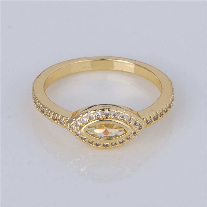 Gold-Plated White Stone Ring - Clear Oval in Swirl Pavé Frame, Icy Elegant Jewelry for Women Gold-Plated White Stone Ring - Clear Oval in Swirl Pavé Frame, Icy Elegant Jewelry for Women