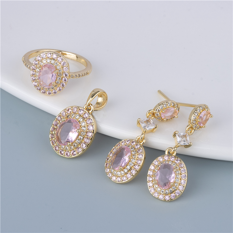 Gold-Plated Pink Teardrop Jewelry Set - Lavender Blush Drop Earrings & Ring, Soft Romantic Set Gold-Plated Pink Teardrop Jewelry Set - Lavender Blush Drop Earrings & Ring, Soft Romantic Set