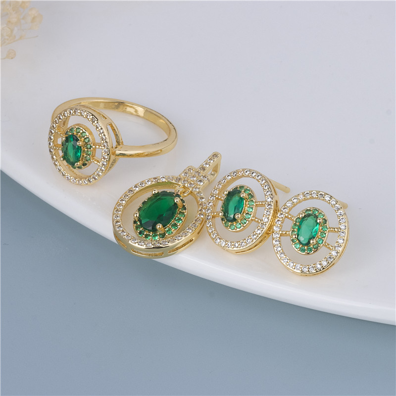 Gold-Plated Jade Oval Set - Green Oval Earrings & Ring, Lucky Green Duo for Women Gold-Plated Jade Oval Set - Green Oval Earrings & Ring, Lucky Green Duo for Women
