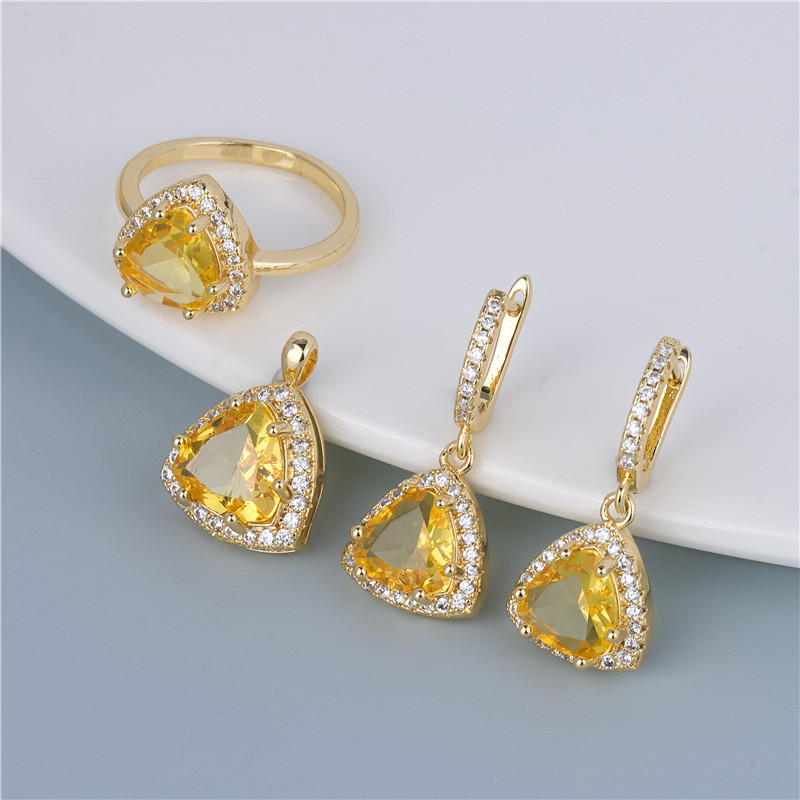 Gold-Plated Golden Pear Set - Yellow Drop Earrings & Ring, Warm Honey Duo Gold-Plated Golden Pear Set - Yellow Drop Earrings & Ring, Warm Honey Duo